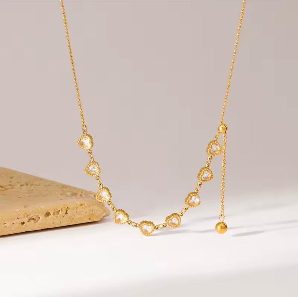 Collier Cœur en Zircon Cubique – Acier Inoxydable