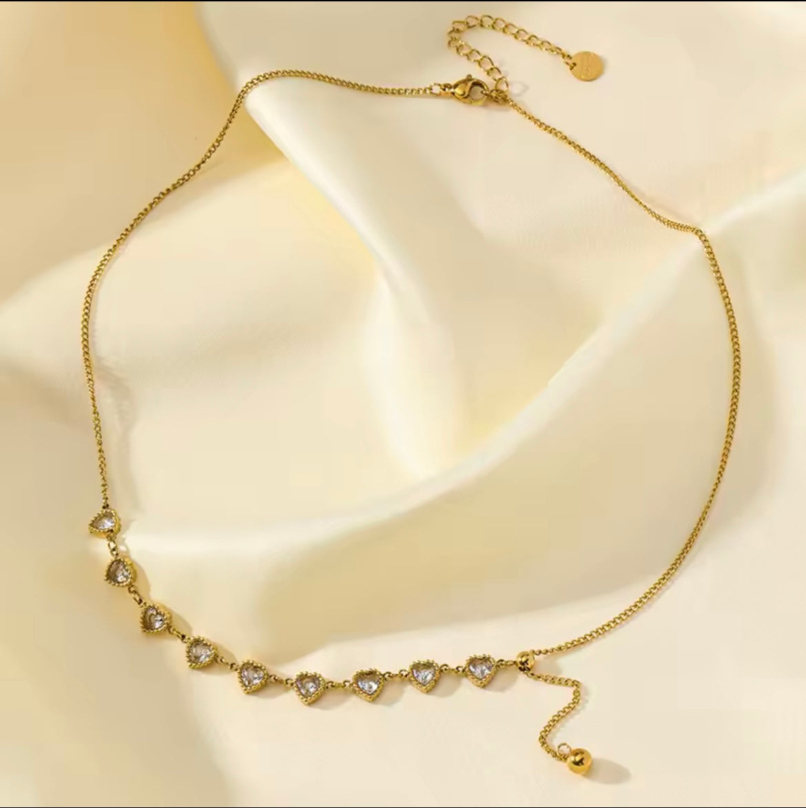 Collier Cœur en Zircon Cubique – Acier Inoxydable